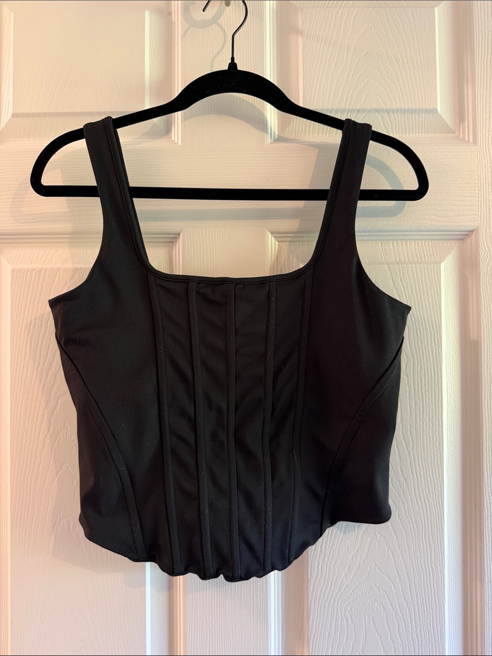 Express Black Structured Square-Neck Crop Tank
